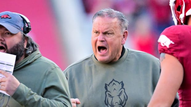 Razorbacks coach Sam Pittman trying to light a fire with his team against Auburn